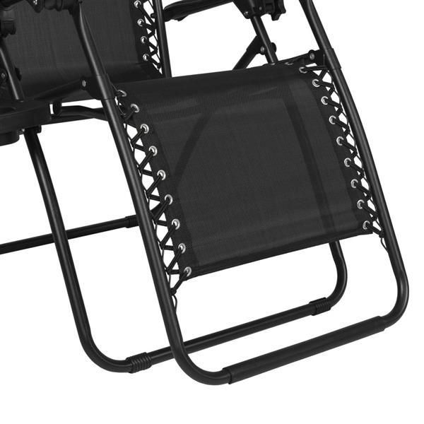 2pcs Plum Blossom Lock Portable Folding Chairs with Saucer Black