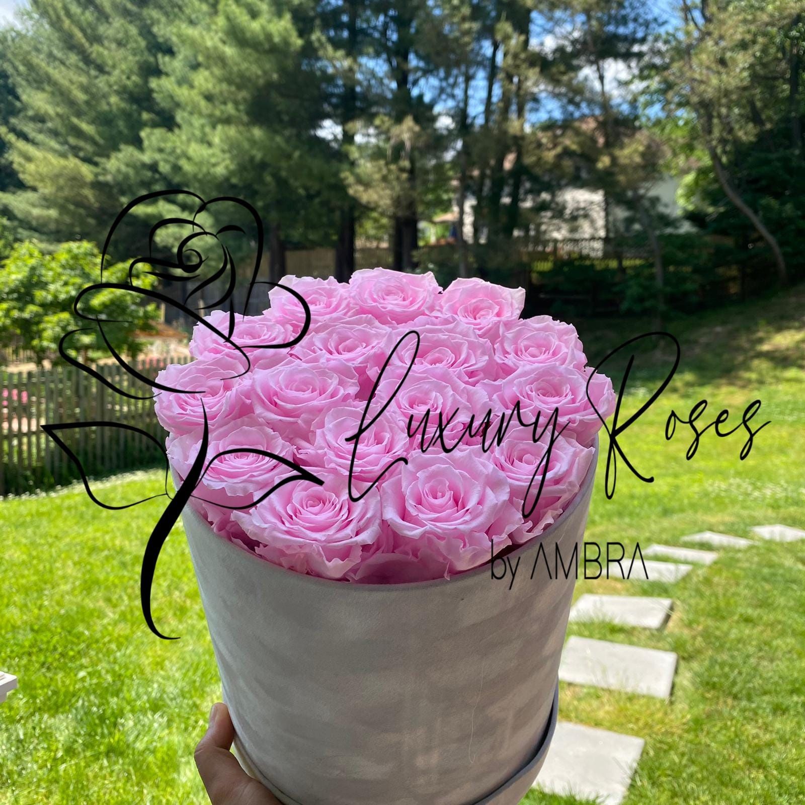 Mother’s Day Eternal Box light pink Roses Velvet Gift Real Preserved Flowers Bouquet Bucket Anniversary Birthday Present Handmade immortal Gift