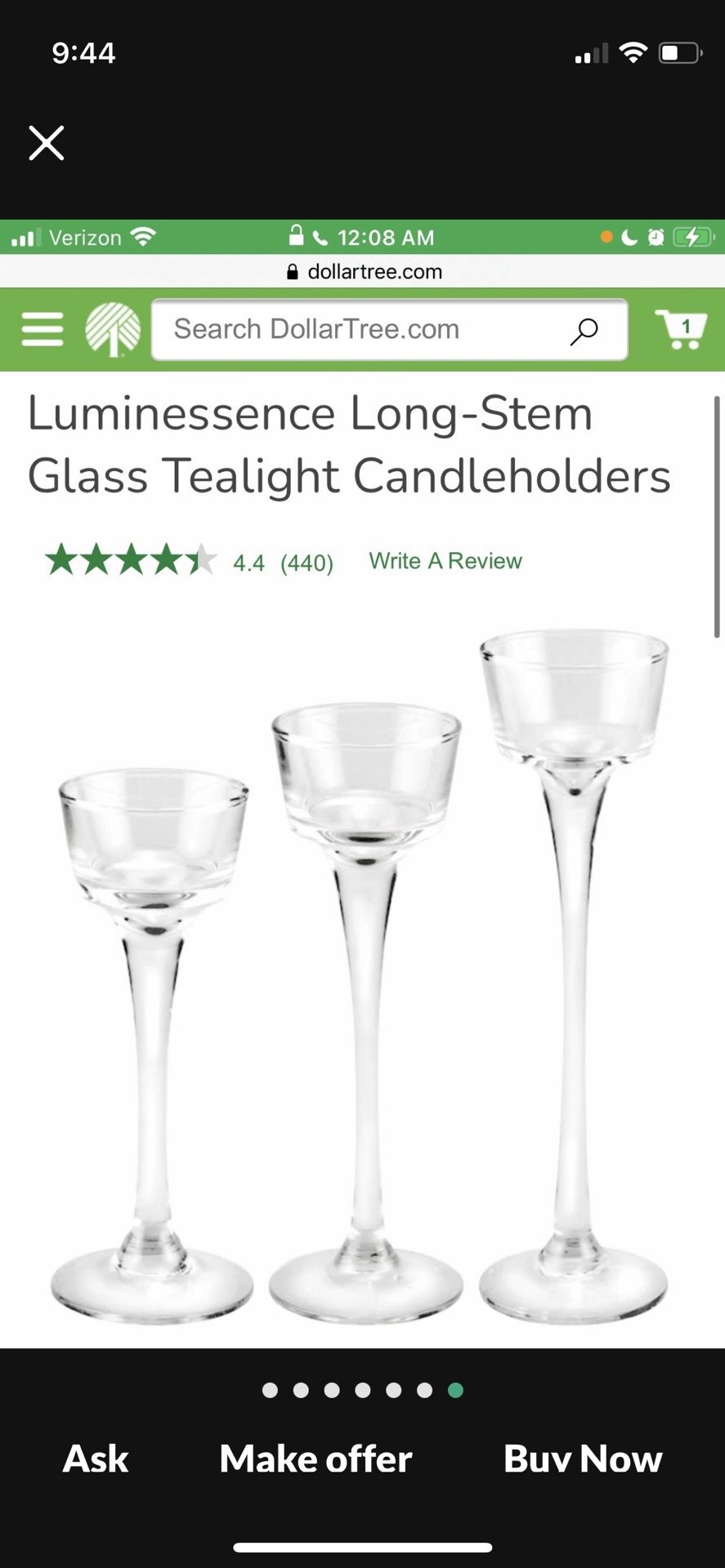 Wedding Decor - Long-stem Glass Tea light Candleholders