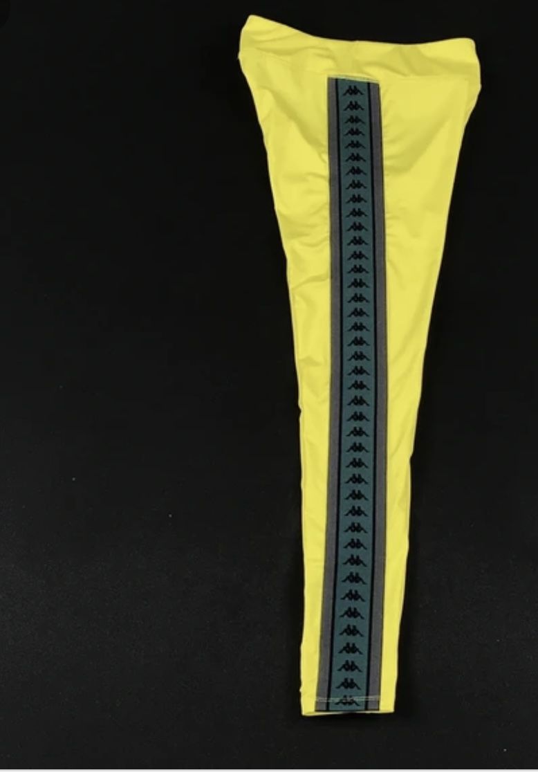 Women's Yellow Kappa 222 Banda Skin Leggings Size L