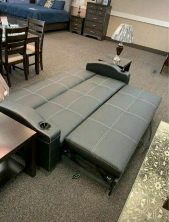 Easton Futon Sofa Bed w/ Cup Holders // Living Room//Same Day Delivery//Financing Available