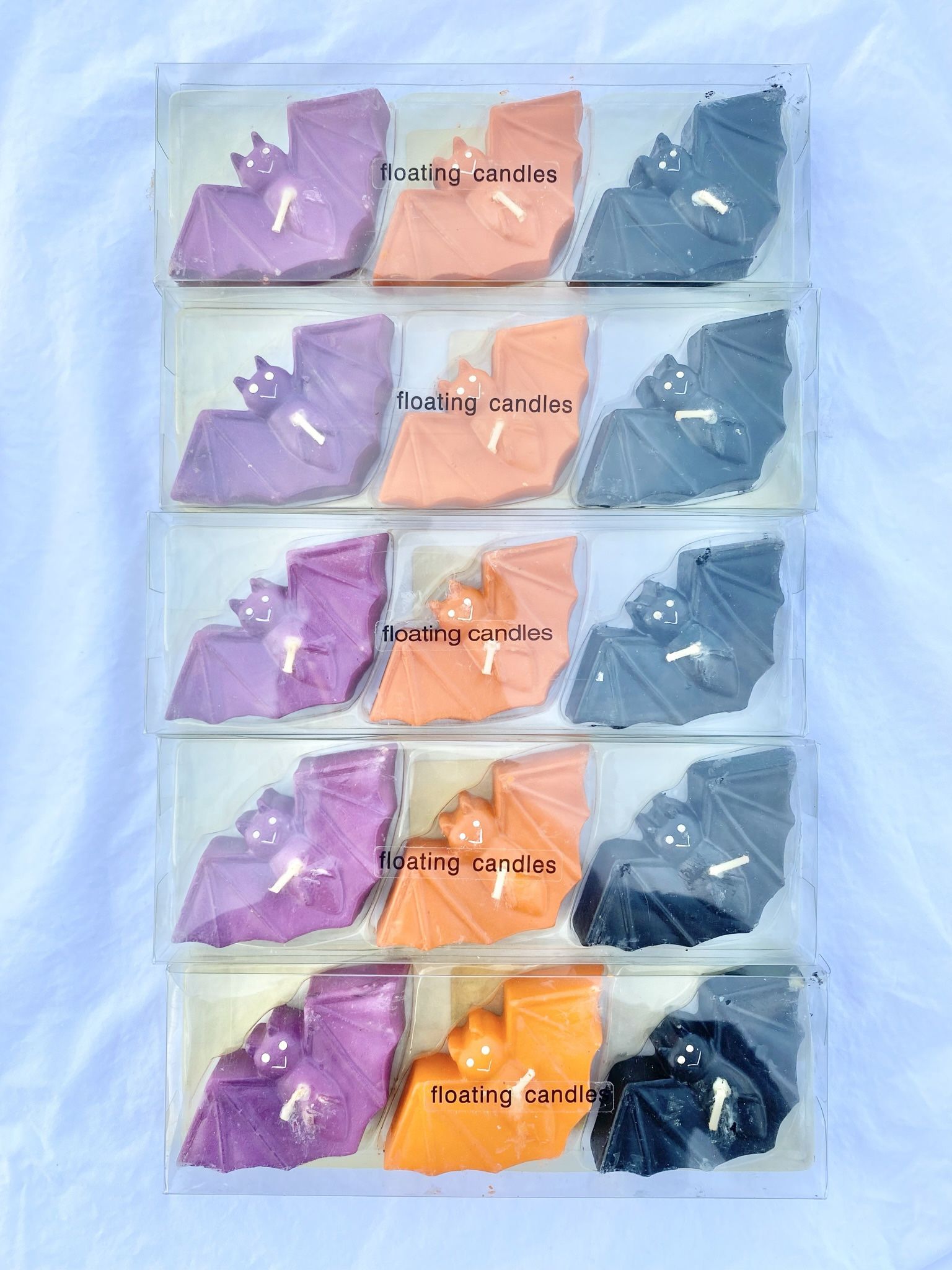 Vintage Lot Jo-Ann Halloween Bat Floating Tea Light Candle Pack (15) & Napkins $20 OBO