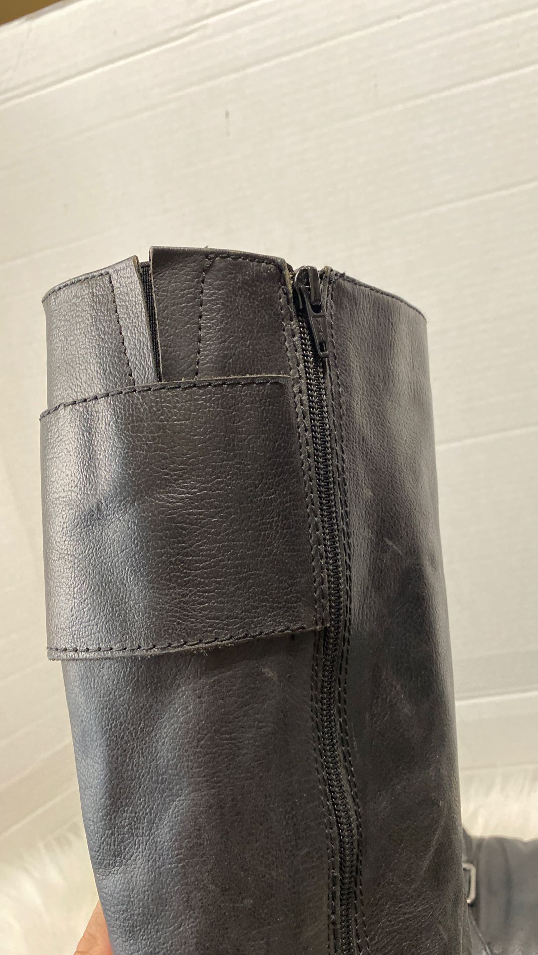 ALDO Black Leather Zip Knee High Riding Boots Size 39 EU 8.5 -9US