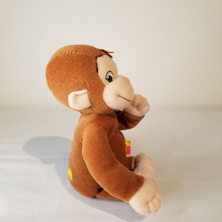 2005 Marvel Plush Beanie 8" Curious George Movie Classic Monkey Sewn Eyes