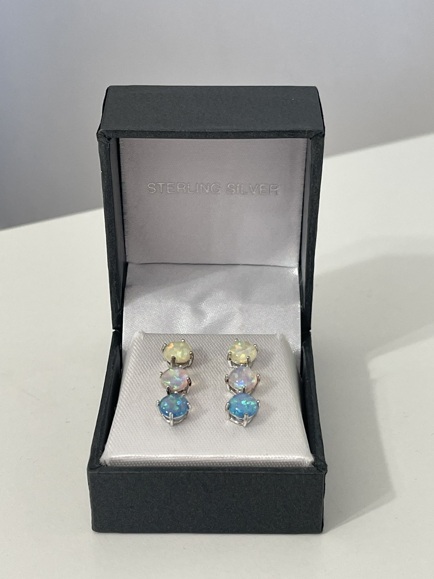 3 Cubic Zirconia Sterling Silver Earrings