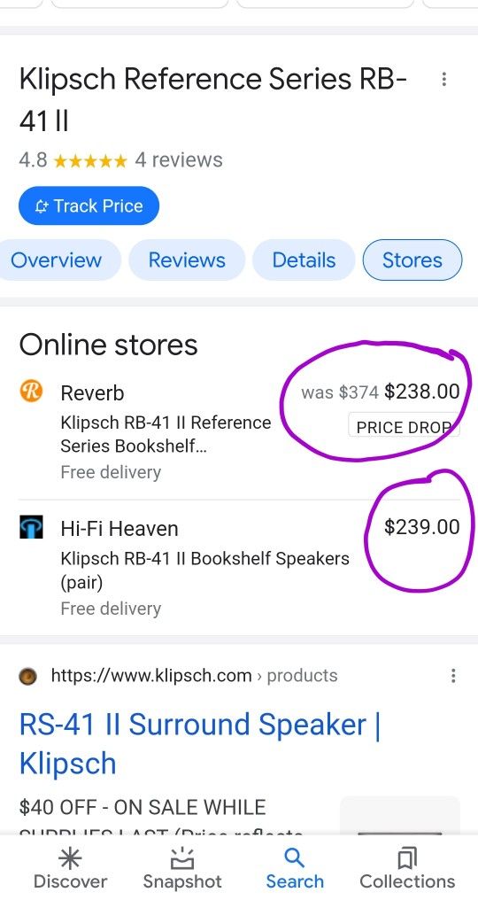 Klipsch RS 41 II 400 Watts Peak (Pair) Bookshelf or wall speakers like new, perfect working, amazing