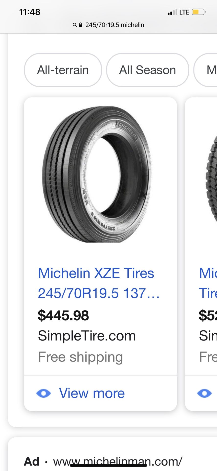 (2) new 245/70r19.5 Michelin tires 245/70/19.5 tow truck RV for Sale in