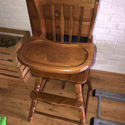 Vintage Solid Wood Baby Chair  Thumbnail