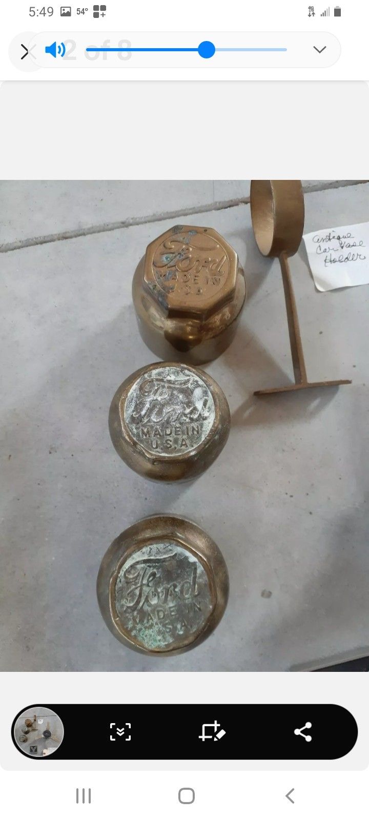 3 Ford Model T Brass Hub Caps.