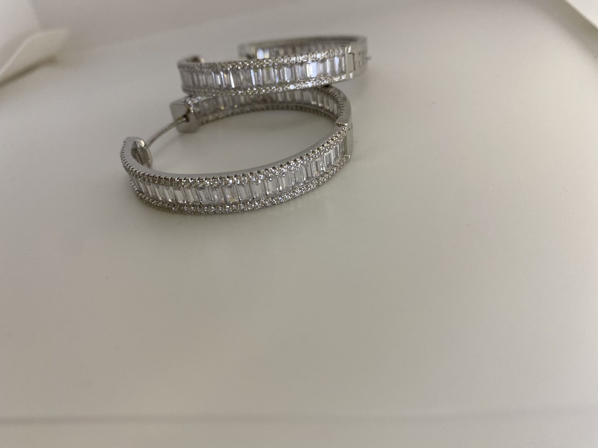 Silver/ Gold Baguette Hoops