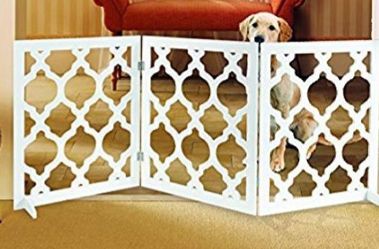 Includes Feet For Stability Blends in With Home Decor Decorative Pet Gate Pet Parade Indoor & Outdoor Use Opens to 55.5 L x 0.35 W x 24 H When Assembled
