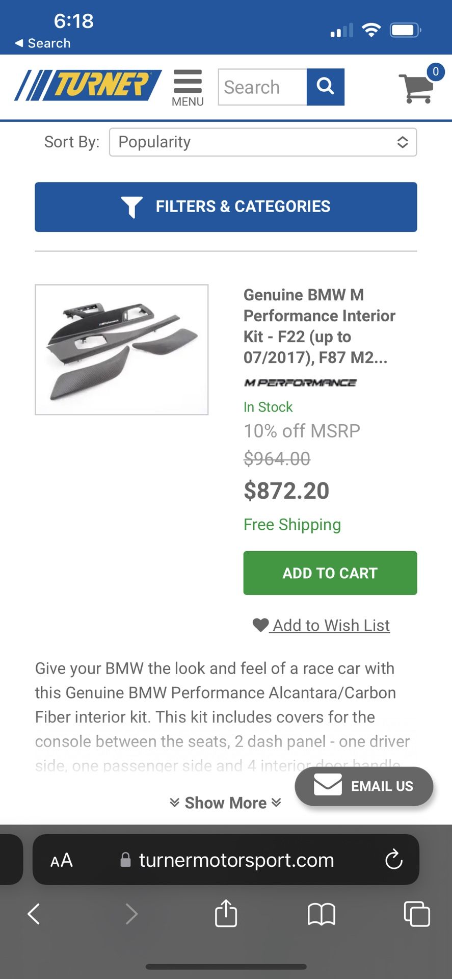 OEM DRY CARBON FIBER INTERIOR TRIM F22 BMW 2 Series M2 F87