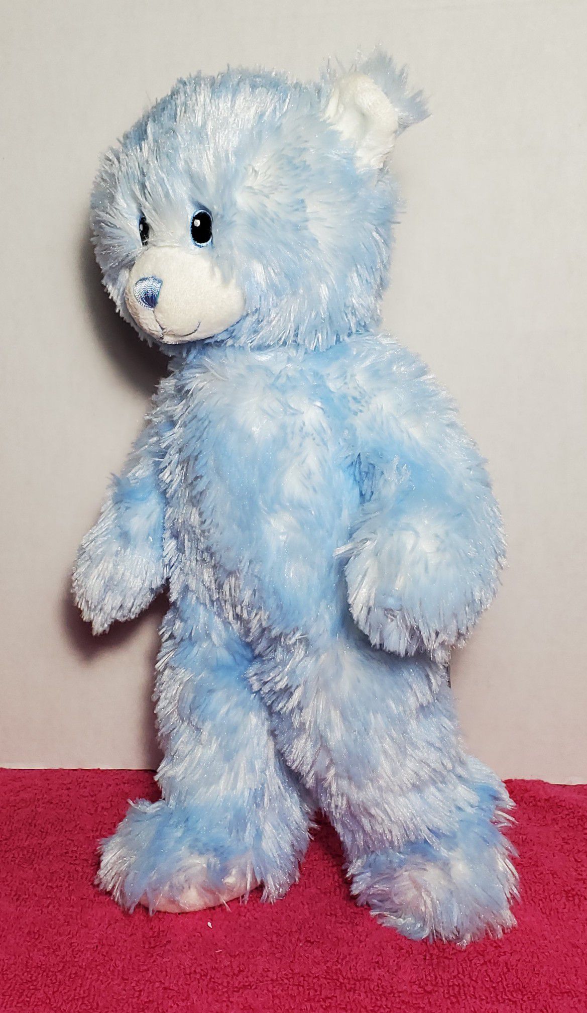 16" Build A Bear Pastel Baby Boy Blue Soft Shaggy Teddy Embroidered Eyes Easter