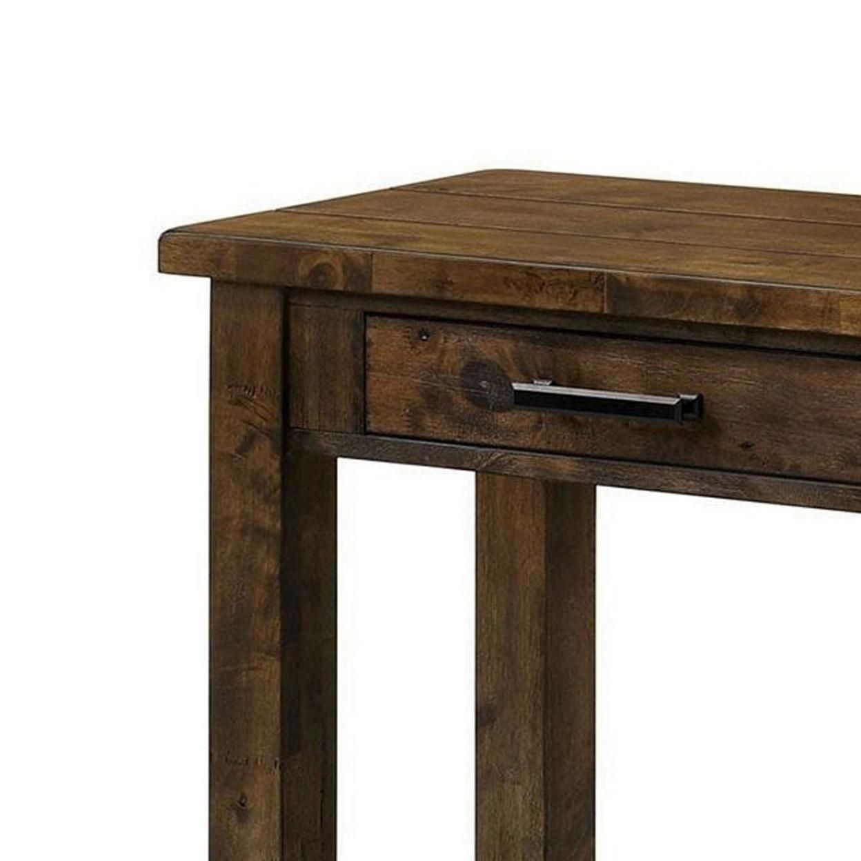 Saltoro Sherpi 51 Inches Sofa Table with 2 Drawers and Open Shelf, Rustic Brown