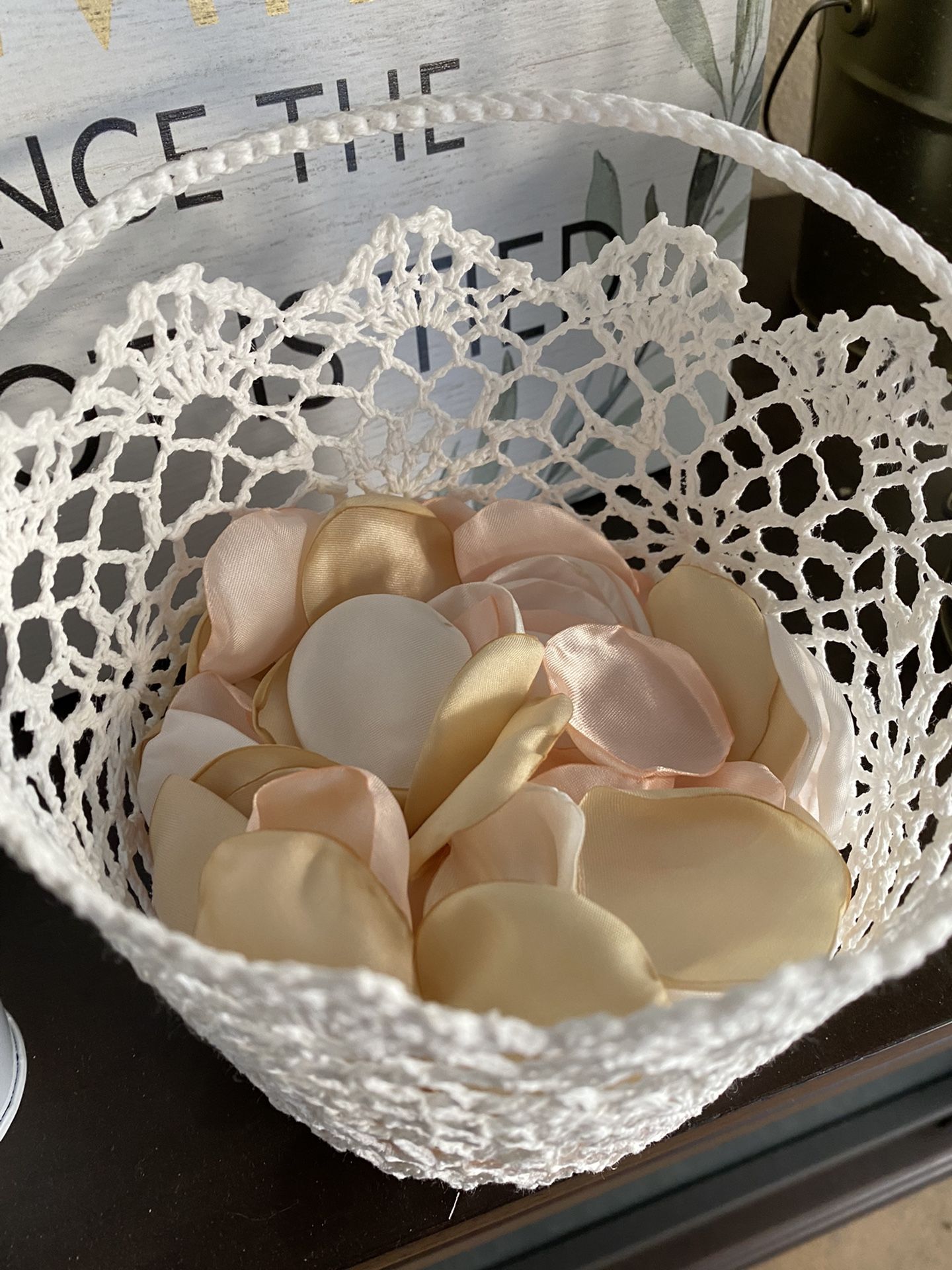2 White Flower Girl Baskets & 200 Silk Petals