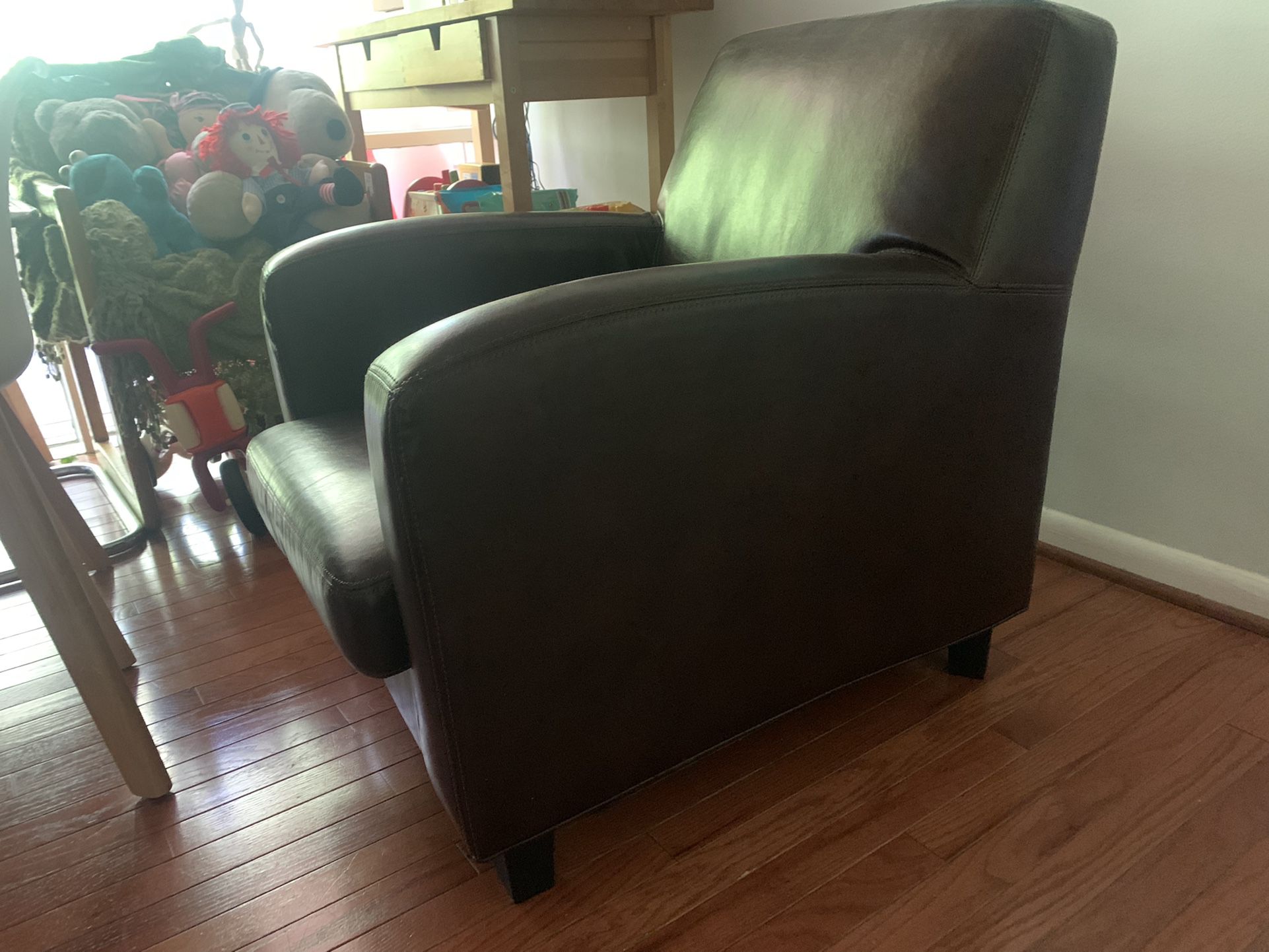 Brown Faux Leather Armchair 