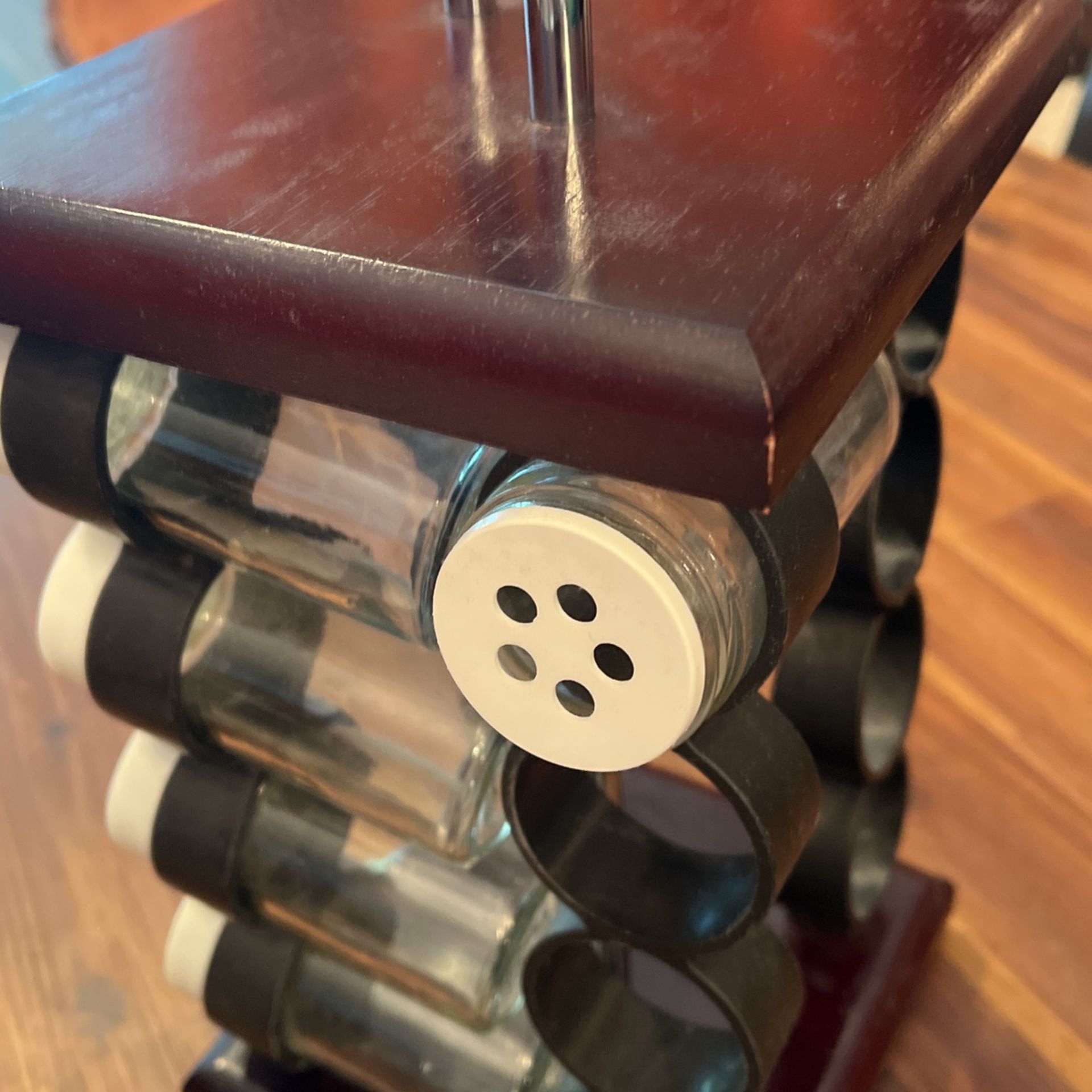 Solid Wood & Chrome Turntable Spice Rack