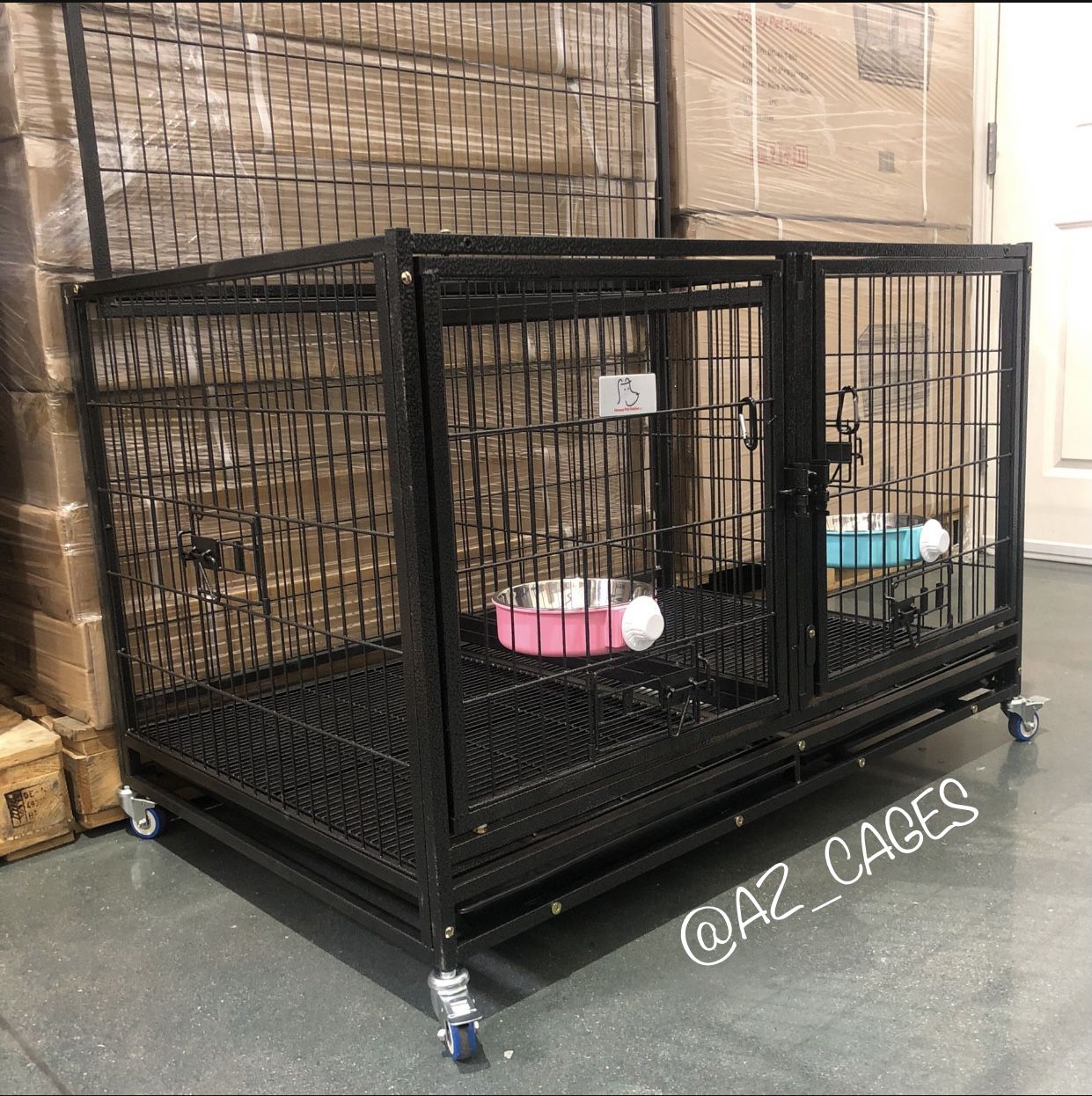 Brand New 42” Heavy Duty Dog Pet Double door Kennel Crate Cage 🐕‍🦺🐩🐶 please see dimensions in second picture 🇺🇸 