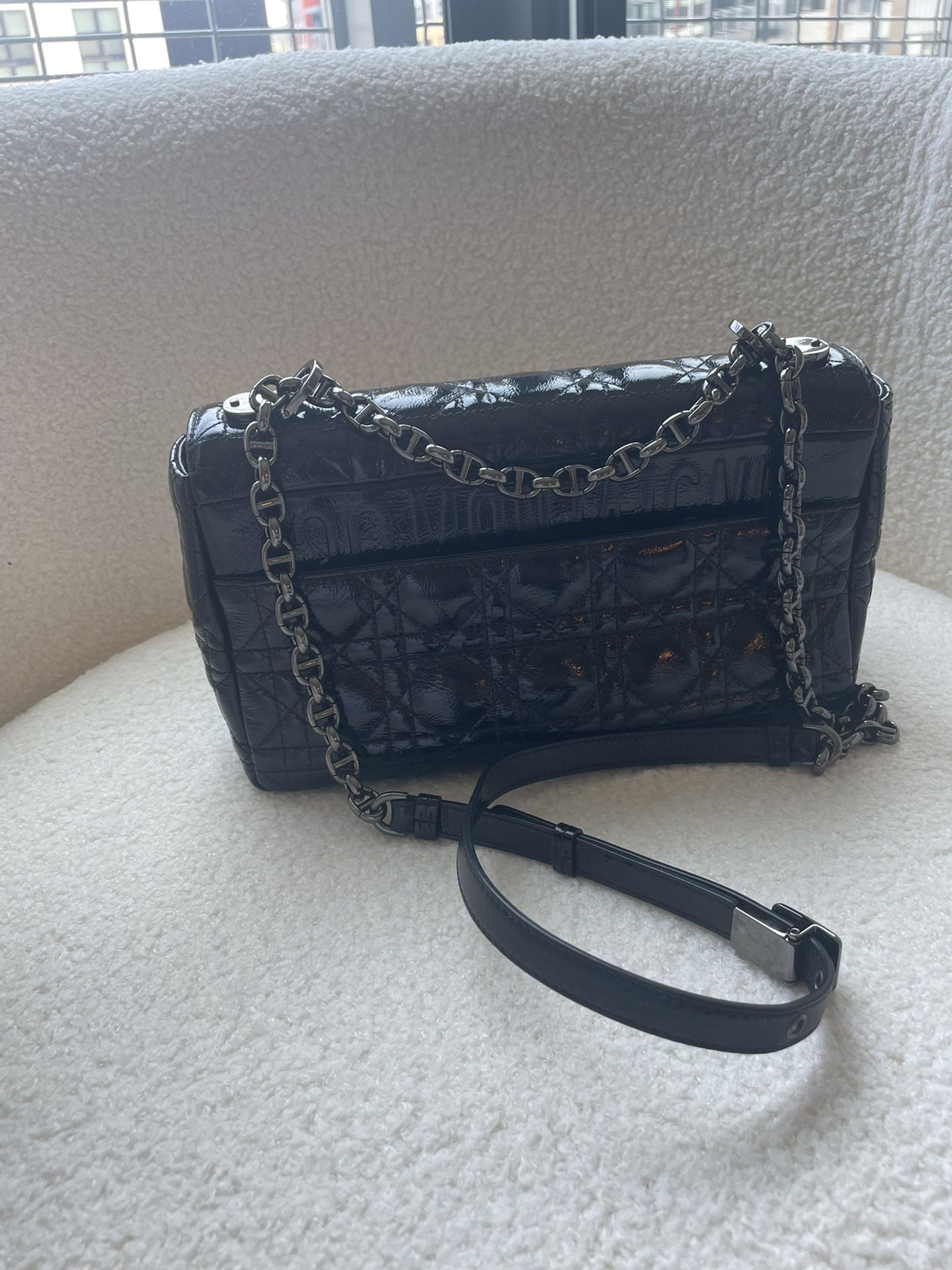Christian Dior Crinkle Patent Lambskin Medium Caro Bag