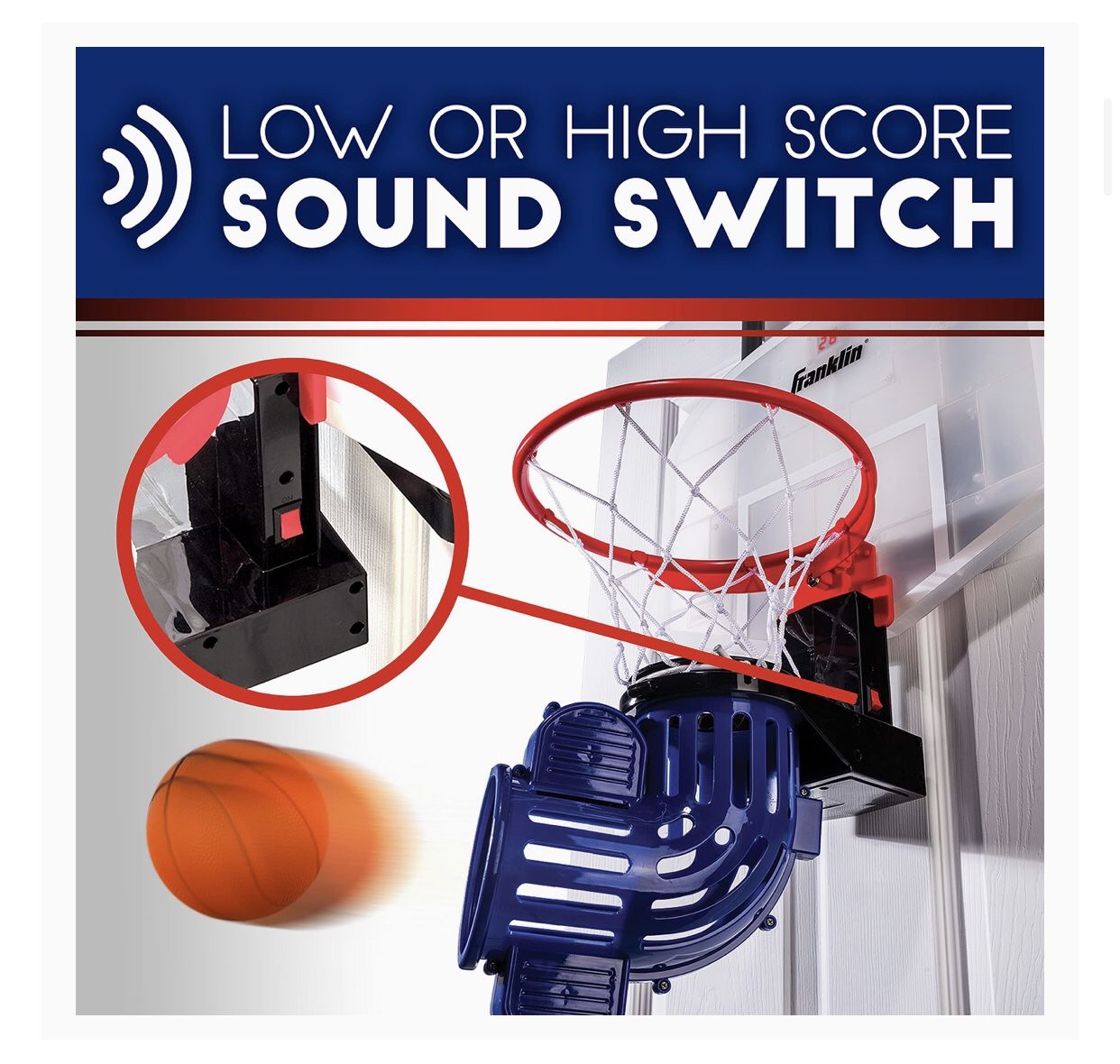 Franklin Sports Mini Basketball Hoop with Rebounder and Ball - Over The Door Basketball Hoop With Automatic Ball Rebounder - Indoor For Kids