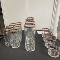 Wedding Glass Vases - Assorted Sizes - Rose Gold And Siler Trim Thumbnail