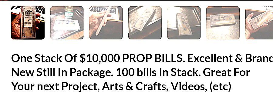 Video & Movie Props, $10,000 stack, New...All $100 prop Bills..