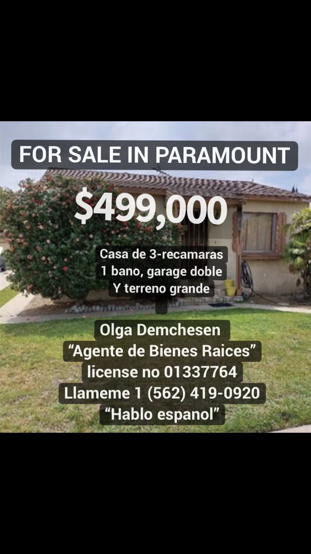 Casa De Venta En Paramount Por $499,000