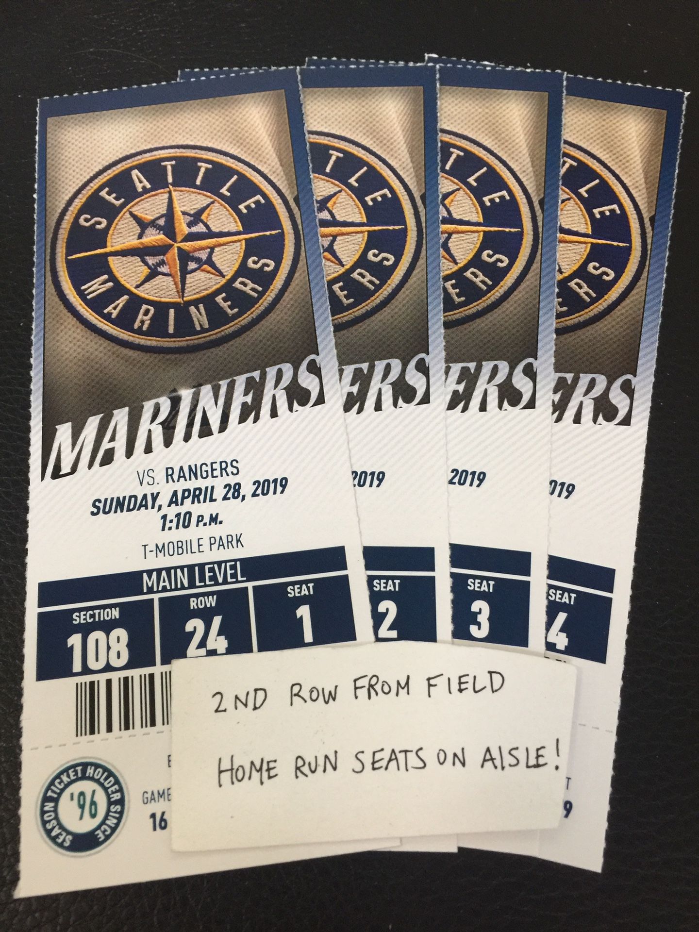 Seattle Mariners tickets vs Texas Rangers 4/28 - 2nd Row from field on ...