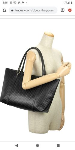 New Gucci 100% Authentic Black Leather Tote Bag Thumbnail
