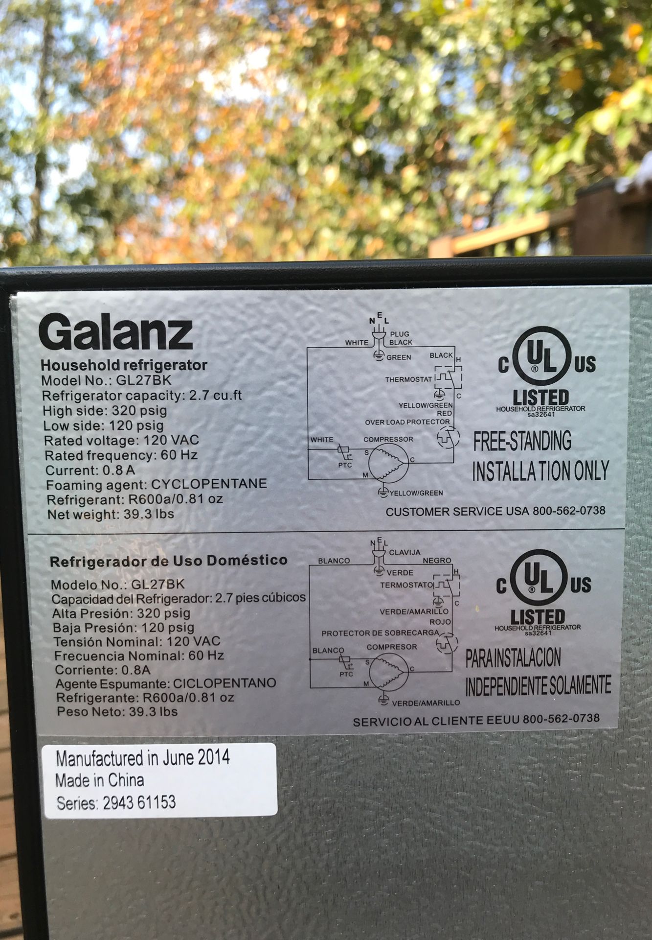 Galanz black mini fridge