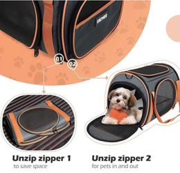 OKMEE Portable Pet Carrier Bag, with Ventilation for Small Medium Cats Dogs Puppies with 5 Mesh Windows 4 Open Doors Thumbnail