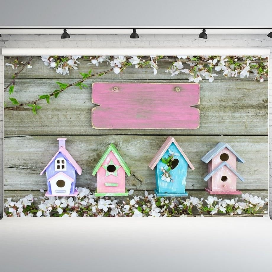 7x5ft Spring Photography Backdrops Wooden Wall Background Photo Booth Props