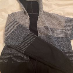 patterned blue hoodie zip Thumbnail