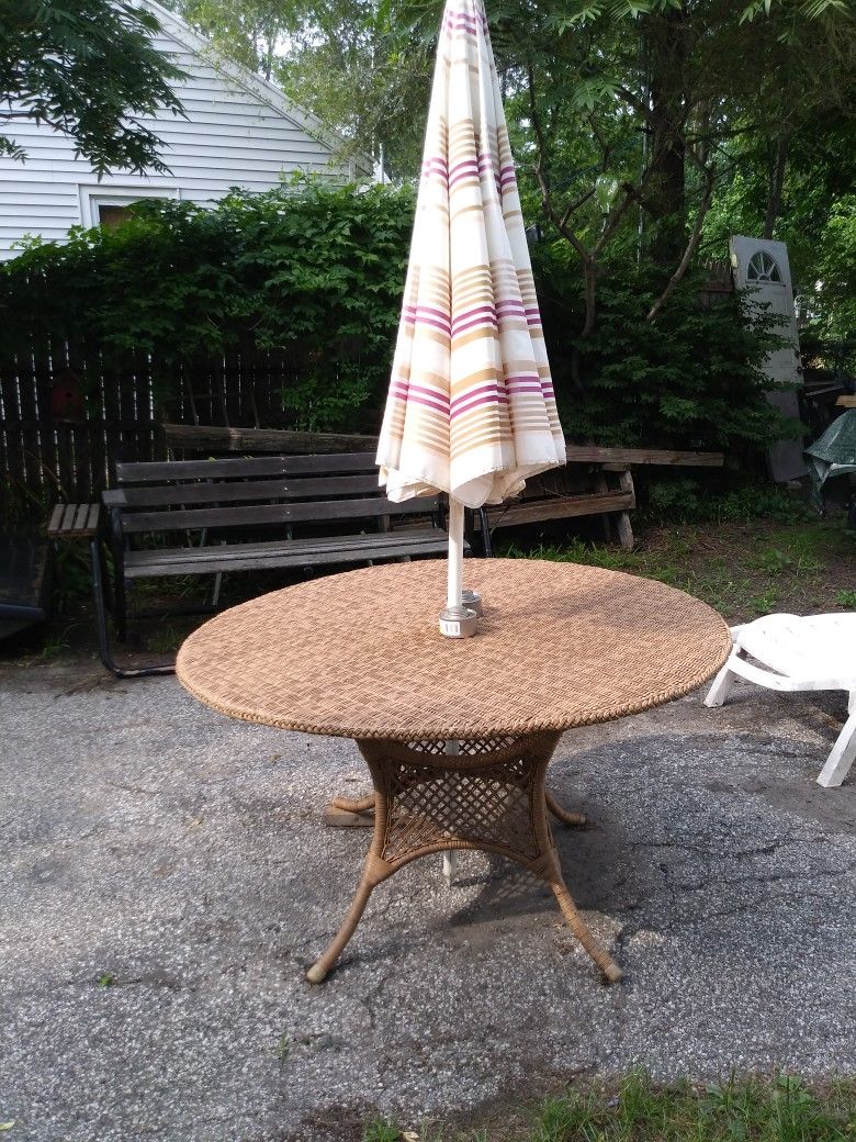 Table Outside Deck Or Yard It's Rubberized Wicker