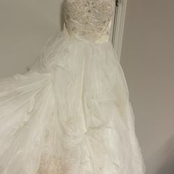 Wedding Dress  Tulle With Beaded Top  Size 2 Thumbnail