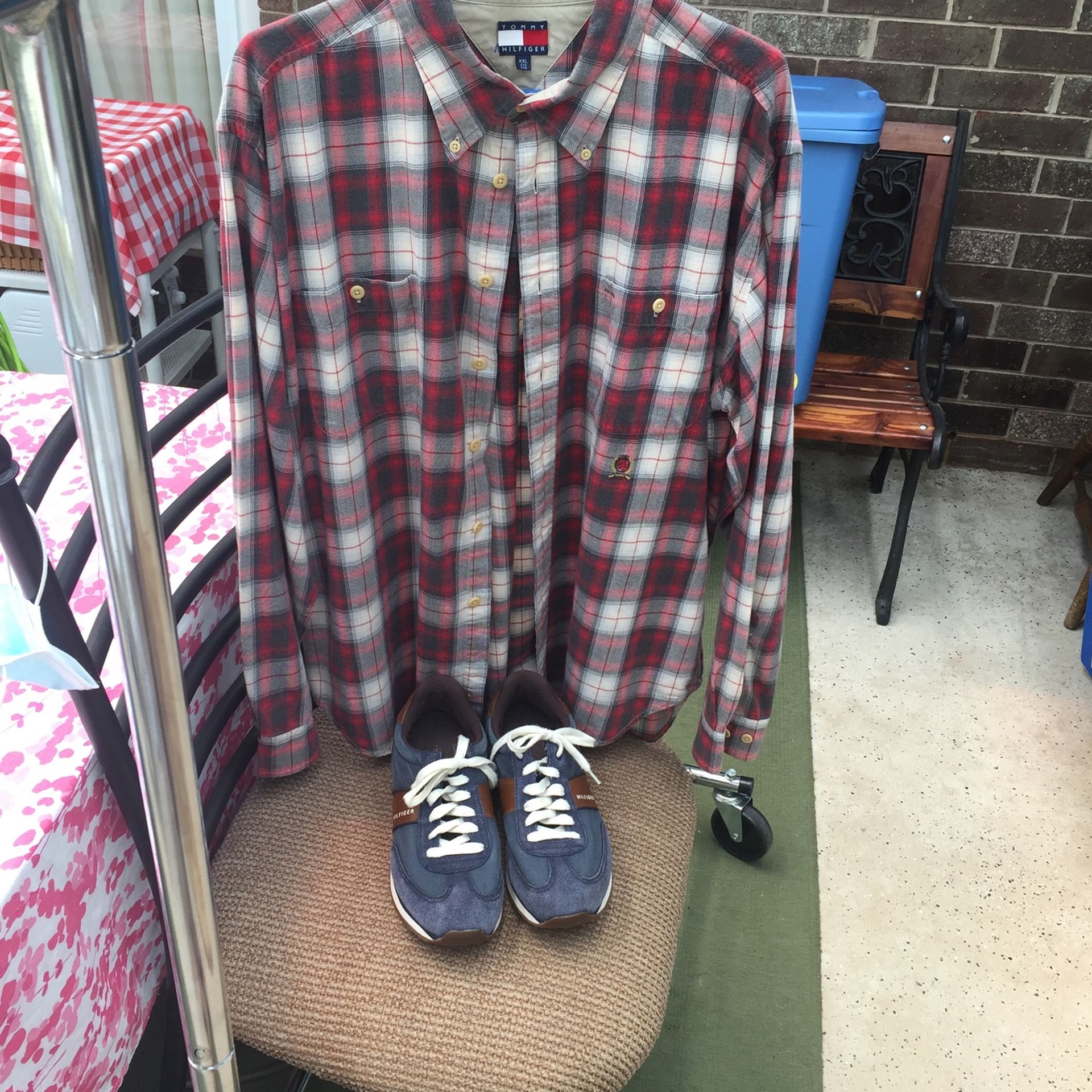 Men’s Tommy Hilfiger XXL Plaid Long Sleeve and Size 11 Shoes