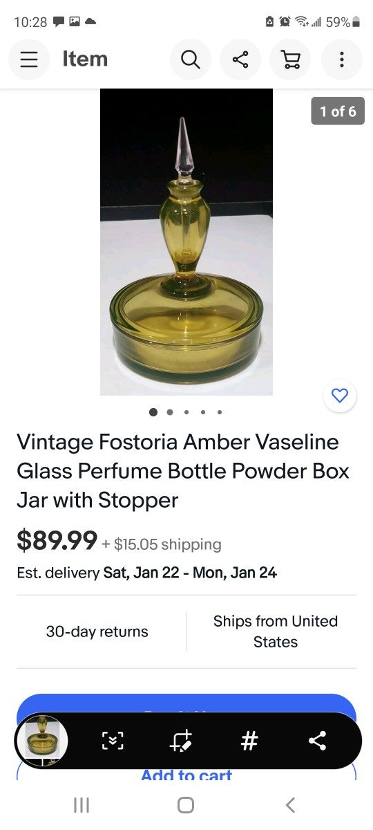 Antique Fostoria Glass Perfume Powder Jar