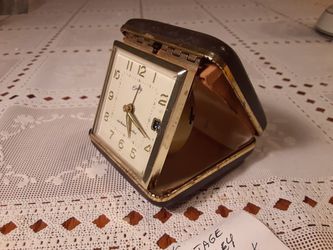 VERY UNIQUE LOOKING Antique Bradley Travel CLOCK  Even  THE  Alarm  WORKS  Thumbnail