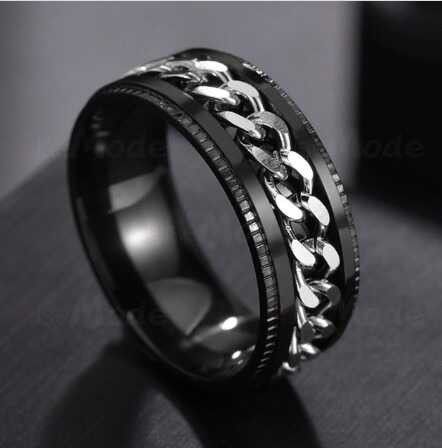 New Silver Stainless Steel Men's Ring High Quality Spinner
