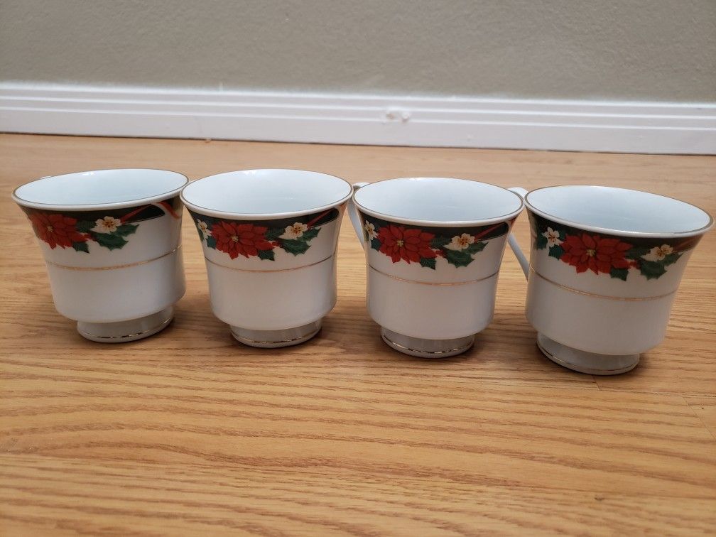 Snowman with Christmas Tea cups