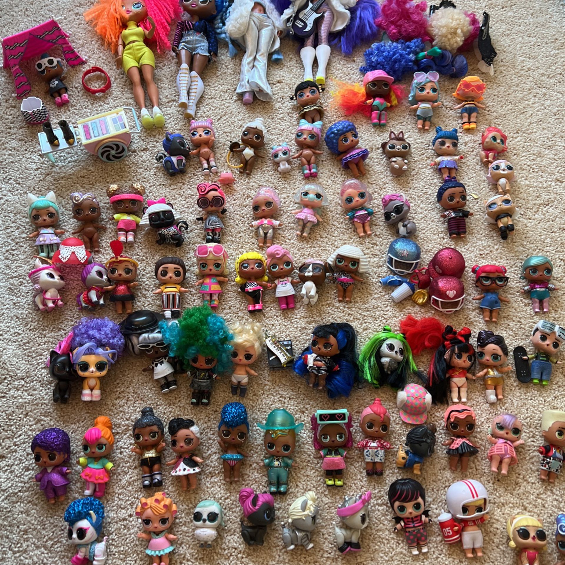 Giant Lol Pack With Accessories ,Ice Cream Truck Mini, And Omg Dolls!