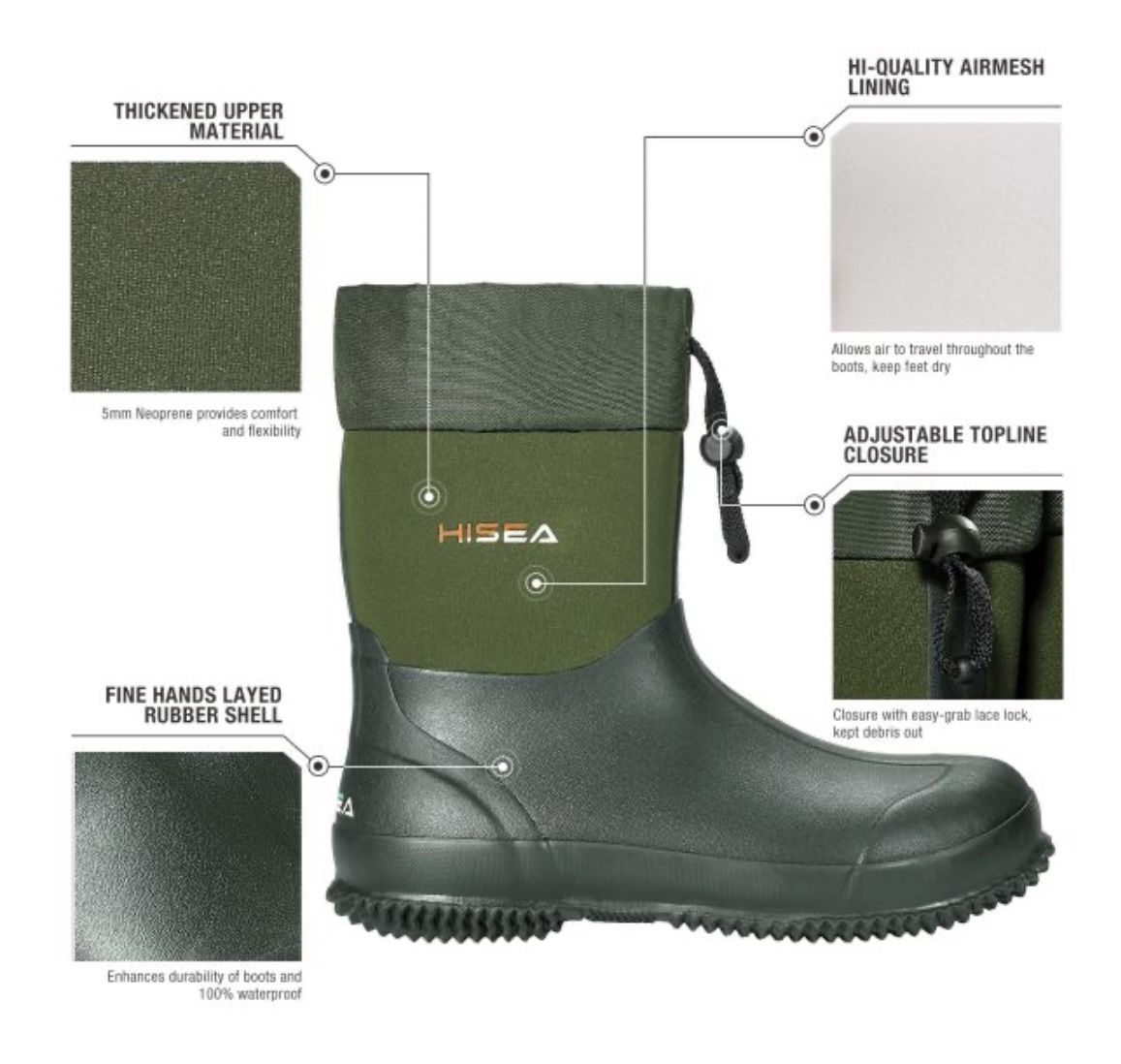 Mens Mid-Calf Rubber Garden Boots HISE