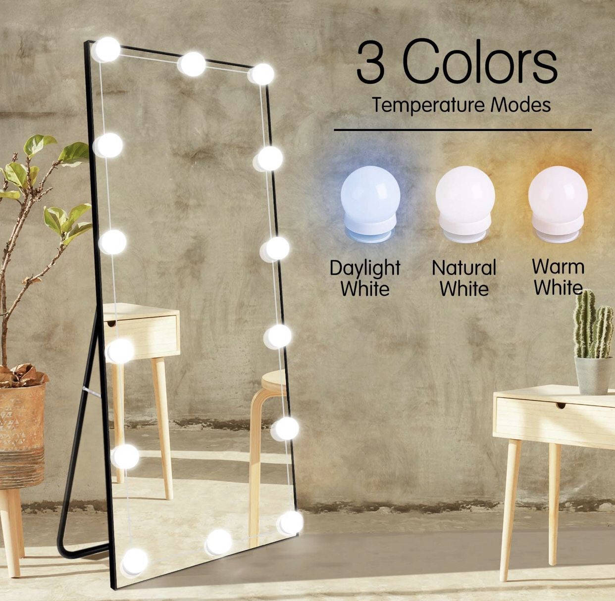 Hollywood Led Vanity Lights Strip Kit with 14 Dimmable Light Bulbs for Full Body Length Makeup Mirror, Wall Mirror, Plug in Vanity Mirror Lights with 