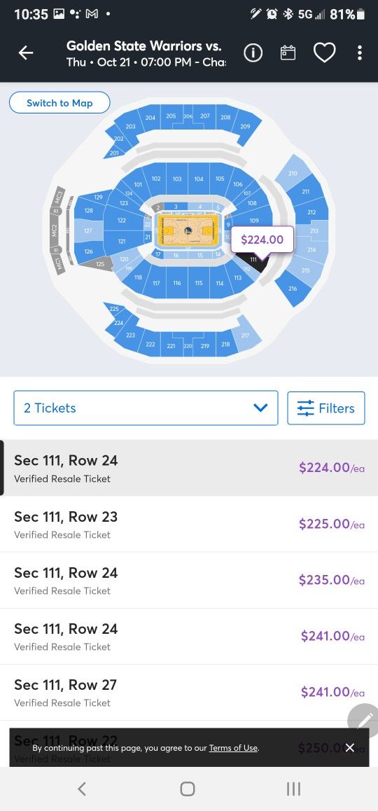 Golden State Warriors Ticket Oct 21