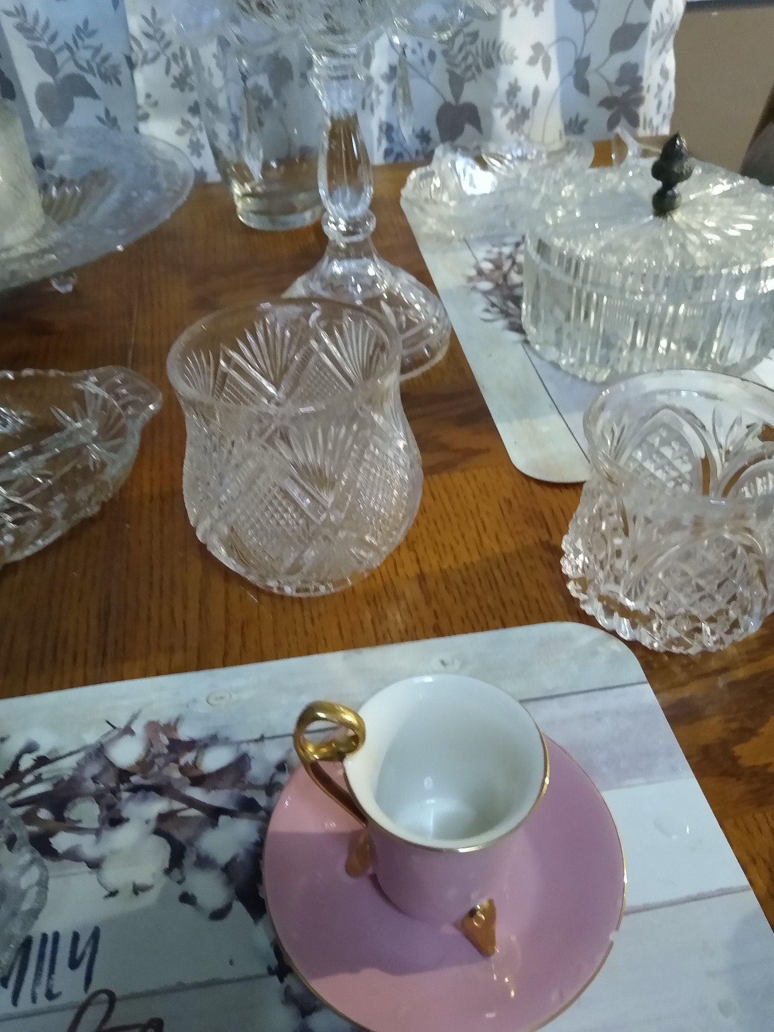 Nice nice glass Crystal candy dishes are bases Olive bowls for the holidays