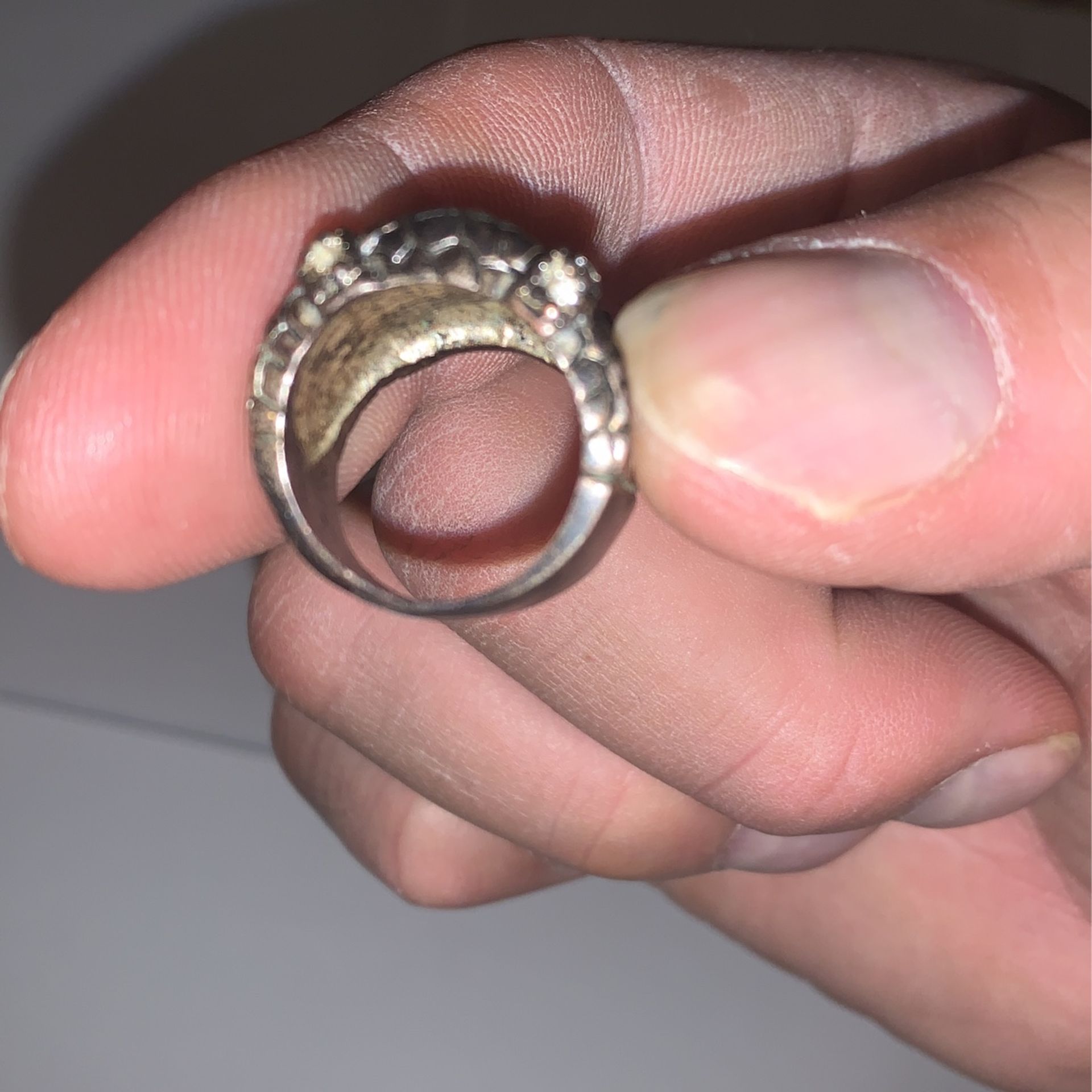Vintage Pewter And Stone Ring 15.00