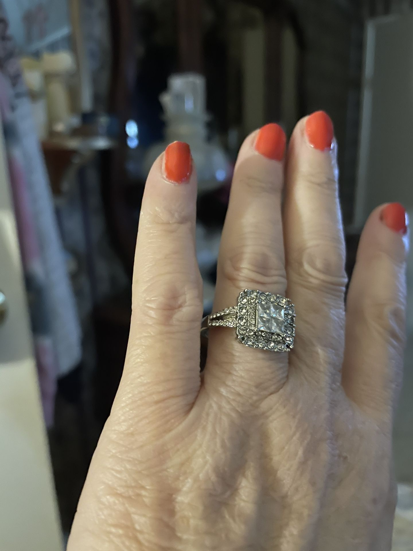 Beautiful Wedding/Engagement Ring Various Sizes 14K Gold Plated With Zircon Stones