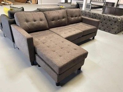 Gray - Sectional Sofa & Reversible Ottoman - In Stock * * * Same Day Delivery * * * Financing Available