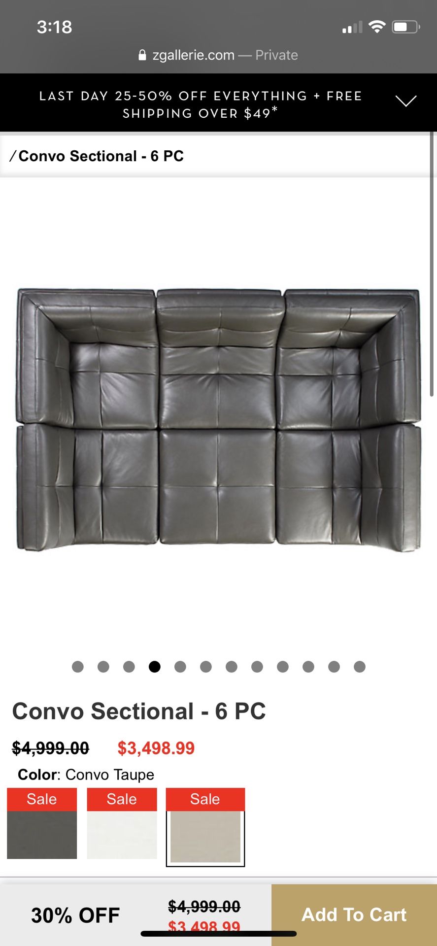 Sofa sectional z gallery grey gray leather