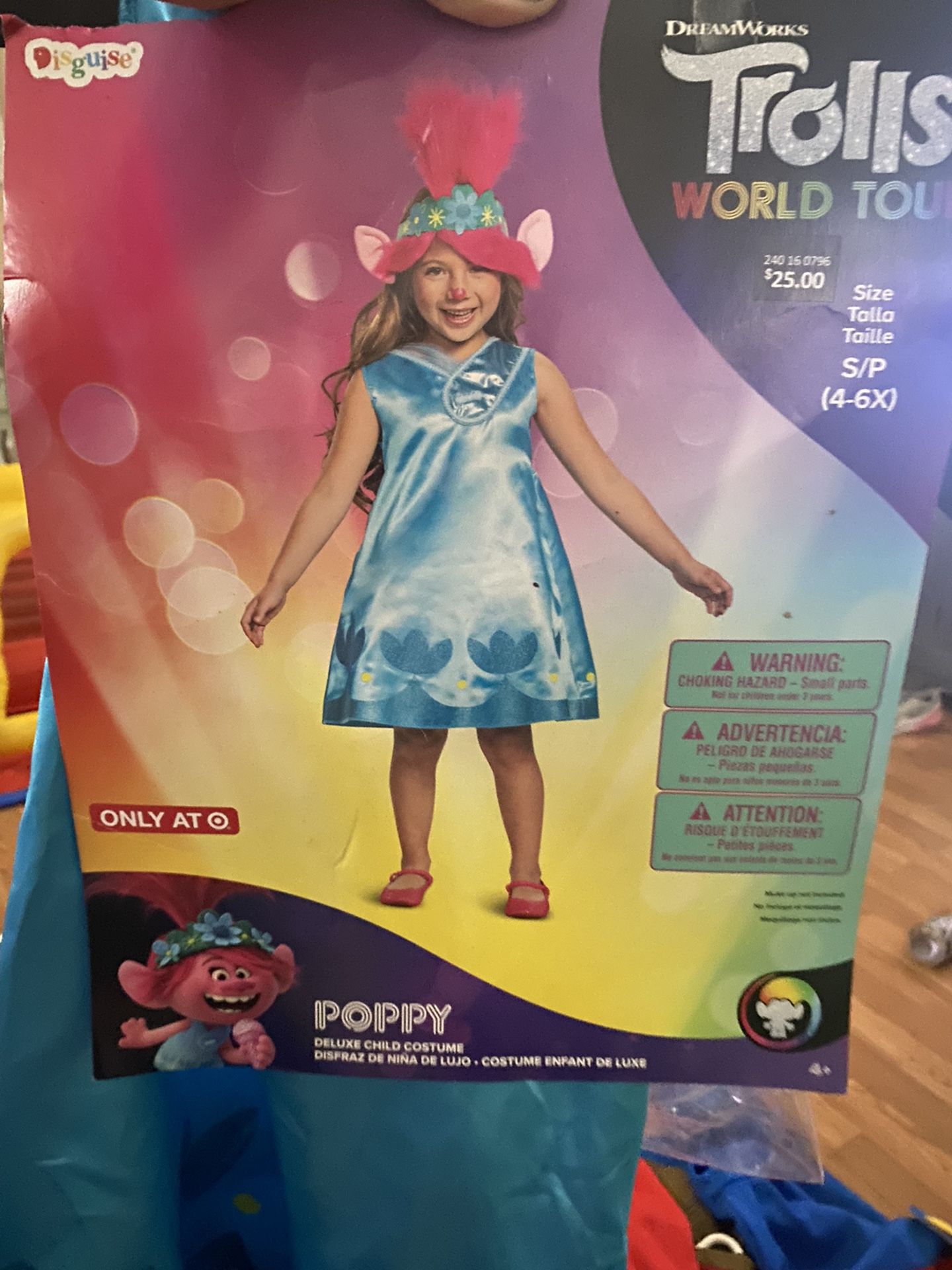 Trolls Costume With Wig Size 4/6